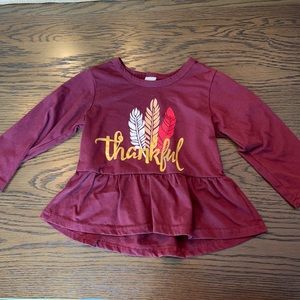 Thankful long-sleeved shirt, size 2T, GUC